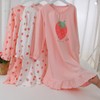 KISBINI Little Girls Cotton Nightgowns Strawberry Long Sleeve Princess Pajama