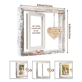 Dog Memorial Gifts for Loss of Dog - Rotating Wooden Frame for 4x6 Photos,Pet Loss Sympathy Gift,Pet Memorial Gifts for Dogs & Cats,Sentimental In Memory of Pet Gift, Condolence Keepsake