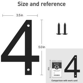 Acrylic Address Sign House Numbers for Outside, Easy to Install 3D Matte Weatherproof No Rust, Individual Building Numbers for Address Sign,Door Mailbox Decor Home Address Number (Number 4)