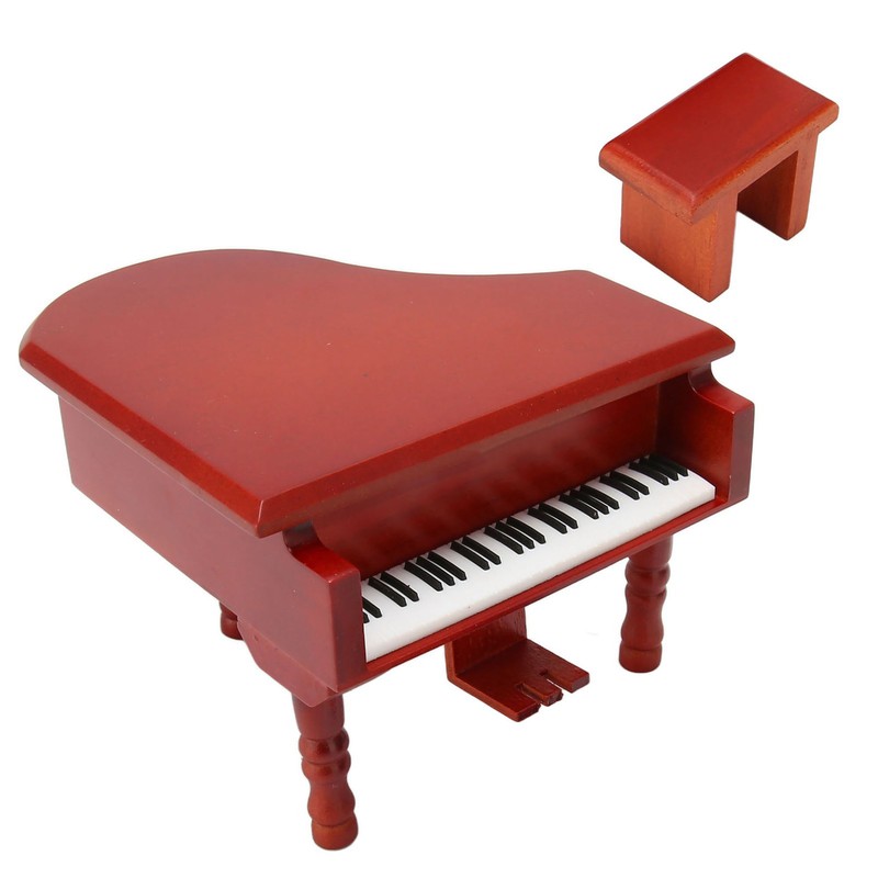 Wooden Music Box Piano Style Decorative Gold Plated Movement Pleasing