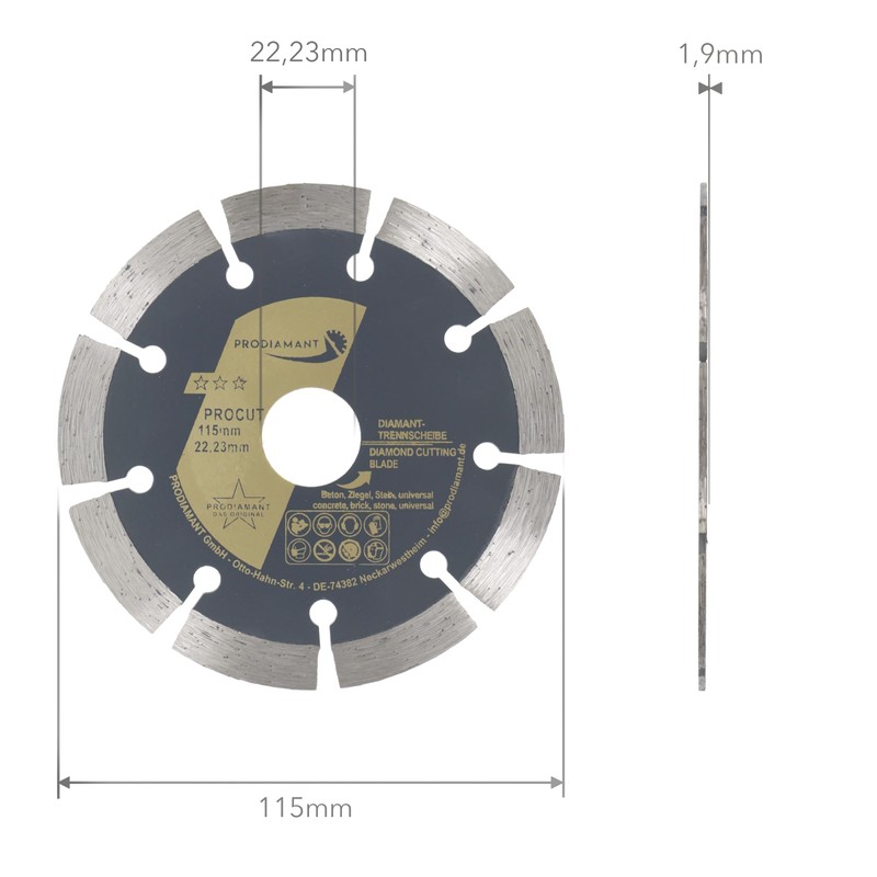 Prodiamant Diamond Cutting Disc - Concrete, Stone, Brick, Universal -
