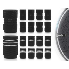 KAPSING Pack of 16 Valve Caps Aluminium Alloy 2 Style Car Valve Caps Universal Car / Bicycle / Motorcycles Airtight Valve Caps (Black)