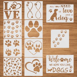 ASTER Dog Paw Print Stencils, Pack of 11 Paw Stencils for Painting, Reusable Love Dog Stencils, Painting Templates for DIY, Crafts, Drawing, Home Decoration, Various Sizes