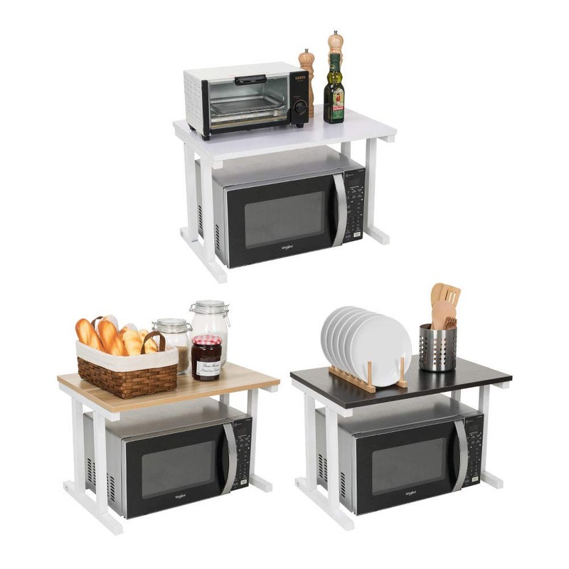 Farios Wooden Microwave Oven Rack, 2-Tier Kitchen Counter Shelf, Kitchen