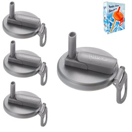 DIPESI 4 Pack Reusable Soda Can Lids with Silicone Straws – BPA-Free, Airtight Seal, Spill-Proof, Easy to Use, Fits Standard 12oz & 16oz Cans (Gray)