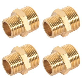 Brass Reducing Nipples, Pack of 4 Reduction 3/4 to 1/2 Double Nipple Brass Male Thread, 1/2 Inch to 3/4 Inch Adapter, Durable Suitable for Water Pipe Reducers (20 x 25 mm)