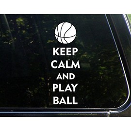 Sweet Tea Decals Keep Calm and Play Ball - Basketball - 3" x 8 3/4" - Vinyl Die Cut Decal/Bumper Sticker for Windows, Trucks, Cars, Laptops, Macbooks, Etc.