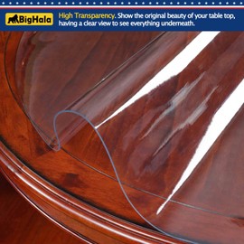 Clear Plastic Tablecloth Round Table Protector Thicken Protective Desk Cover Waterproof Wipeable Tablecloth Roll Easy Clean PVC Vinyl Coffee Banquer Buffet Bar Dining Tabletop Protection Pad 50 " Dia