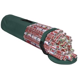 ProPik Gift Wrapping Paper Storage Organizer Bag, Store Up To 24 Rolls 40 Inch, Heavy Duty Polyester plus PVC Clear Bag with Handles and Zippered Top for Gift Wrap and Ribbons (Green)