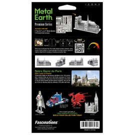 Metal Earth Fascinations Premium Series Notre Dame Cathedral 3D Metal Model Kit Bundle with Tweezers