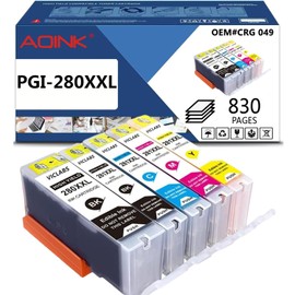 PGI-280XXL Ink cartridges Replacement for Canon PGI-280XXL CLI-281xxl 280 281 Ink cartridges for use in Canon Pixma TS6100 TS6300 TS702 TS8100 TS8200 TR7500 TR7600 TR8500 TR8600 Printers (5-Pack)