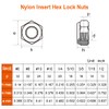 #8 32 Nylon Insert Hex Lock Nuts Locknuts, 304 Stainless