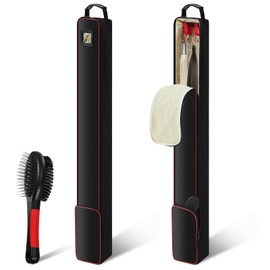 Dansydaisy Horse Tail Extension Bag and Double Side Pin and Bristle Comb Brush, Red and Black Fake Horse Tail Bag