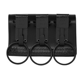 Jay-Pee Black Leather Duty Belt Key Holder, Officer Accessory, Law Enforcement Ring Carrier, Tactical Belt Loop Keychain for Security with 3 Black Detachable Key Ring Safety Hook for up to 2.25" Belts
