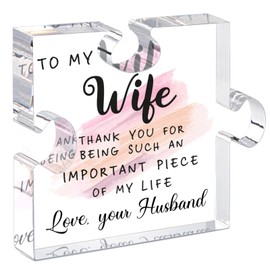 Wife Gifts from Husband - Acrylic Puzzle Plaque Birthday Gift Keepsake for Desk Decor, Valentines Gifts for Wife Romantic for Her (Wife)