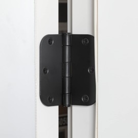 HOME MASTER HARDWARE 18 Pack Rounded Matte Black Door Hinges, 3.5 Inch Interior Door Hinges, 5/8" Radius Corners Residential Bedroom Door Hinge for Office/Bedroom/Study Living Room