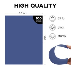 100 Sheets 65lb Blue Cardstock 8.5 x 11 Pastel Paper, Goefun Navy Blue Card Stock Printer Paper for Wedding Invitations, DIY Cards, Menus, Crafts