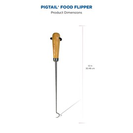 Jaccard 1324 12” PigTail Food Flipper, Blister Pack - ABS Handle, PigTail Flipper, Meat Hook for Grilling, Wood/Stainless, 201310