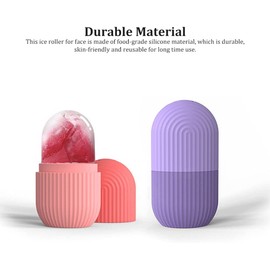 Ice Roller Rodillo de Hielo para la Cara Agarre Antideslizante Rodillos de Hielo para la Cara Silicona Duradera Fácil Operación Molde de Hielo Facial para Belleza Facial Apriete (Morado)