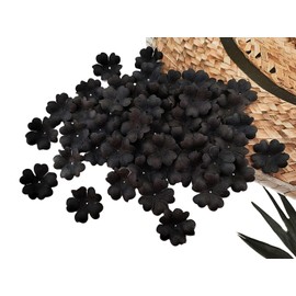 HukDok Artificial Flower Petals Mulberry Paper Flowers for DIY Crafts Scrapbooking Embellishment Wedding Doll House Supplies Card Mini Paper Flowers. (Black)