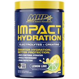 MHP Impact Hydration Electrolyte Creatine Sports Drink Mix, No Artificial Sweeteners or Colors, Performance, Recovery, Concussion Protection, Lemon Lime, 30 servings