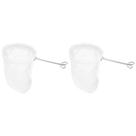 sourcing map 2 Pcs Cloth Coffee Filter Bags, Coffee Sock Filter, Reusable Coffee Strainer with Double Hook Steel Ring Handle, Small, White