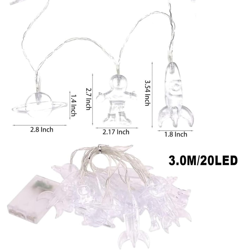 LELYFIT 20LED 3.0M Spaceman Cartoon String Lights, Astronaut Planet Rocket
