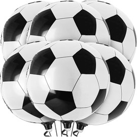 Football Ball Balloons, 6Pack Black and White Mylar Football Balloons - Huge 22 Inch, Football Party Decorations Supplies for Kids Children Football Lover Sport Theme Birthday Party Decor