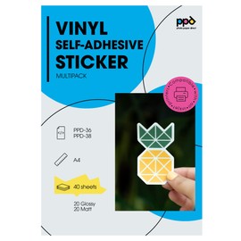 PPD Inkjet Vinyl Sticker Film Multipack White Glossy / Matt - 20 A4 PPD-36/38-40