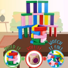 Jaques of London Colour Tumble Tower Game | Wooden Toys for 3 4 5 Year Old Girls & Boys | Wooden Games | Stacking Board Games for Kids