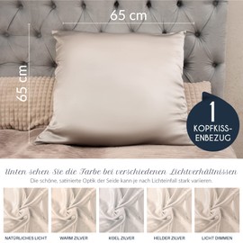 Dreamzie - Silk cushion cover - 100% mulberry silk, 19 momme, double-sided Oeko-TEX® - silk pillowcase for hair and skin - anti-ageing, anti-bed bugs.
