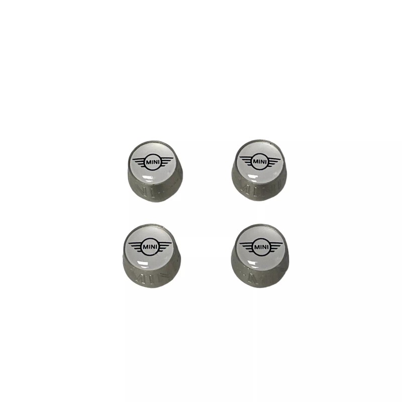 MINI Cooper Emblem Logo Silver Tire Valve Stem Caps Set