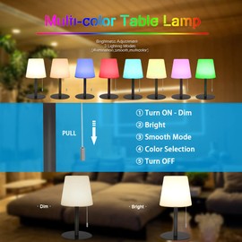 FUYO FUYO LED Akku Outdoor Tischlampe mit 8 Farben Dimmbar Kabellos Tischleuchte Tragbare Farbwechsel Nachtlicht Lampe fr au?en garten schlafzimmer camping ostern dekoration