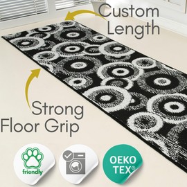 Custom Size Black Hallway Runner Rug | Cut to Length 2'3" x 7' (Runner) | Non-Slip & Machine Washable | REMNAZ