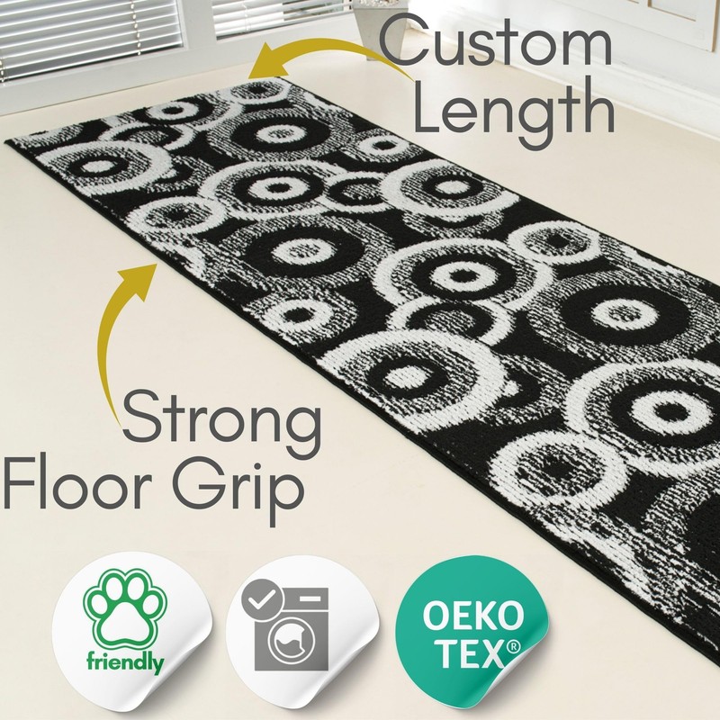 Custom Size Black Hallway Runner Rug | Cut to Length
