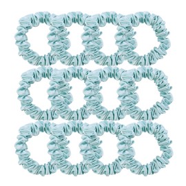 12 Pcs Skinny Satin Silk Scrunchies Hair Ties for Women Girls Bracelets Ponytail Holder Thin Hair Bands Elastic Ropes Hair Bun Accessories (Skinny 12Pcs-Crystalline)