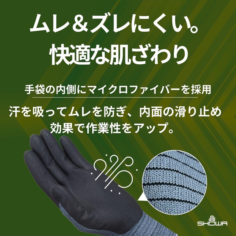 SHOWA GLOVES AP800 Nitrile Palm Gloves, Smartphone Compatible, Large, Gray,