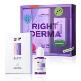 Bano Milk Thistle Repair Skin Care Set - Korean Skin Care with Centella, Soothing & Barrier Repair Kit for Sensitive Skin, Face Mask 10EA & Serum 0.5 fl. oz., Face Moisturizer, Fragrance-Free
