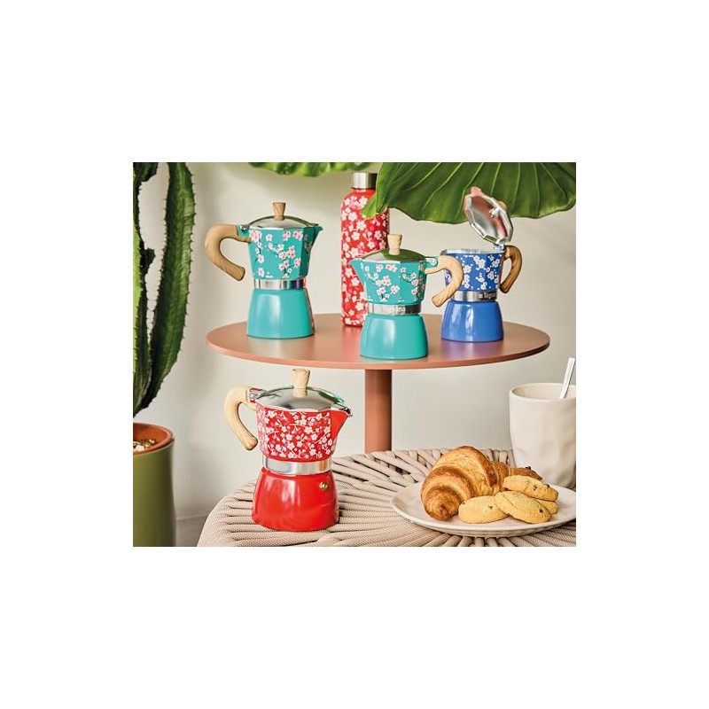 Tognana Japan Collection 3 Cup Coffee Pot Aluminium Aqua Green