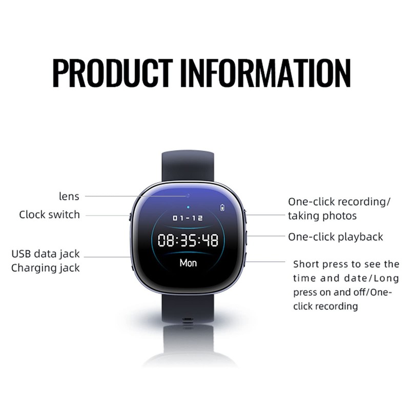 Soraz Grabadora de Video Digital, HD 1080P, Reloj Inteligente de
