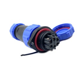 Connector Aviation Plug SP21 6 Pin, Solderless 2 Holes Flange Aviation Plug IP68 Waterproof and Dustproof Aviation Plug for Outdoor Lamps 500V 25A (12AWG Cable Screw Crimp)