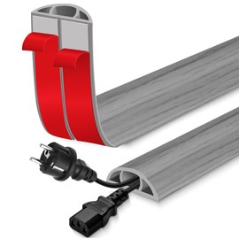 Floor Cord Cover for Wires on Floor Self Adhesive Cord Hider Floor Cable Management Wire Covers for Cords Protector Prevent Cable Trips Cord Cavity W 0.47" x H 0.27", Gray Wood, 10Ft