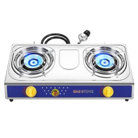 Vivicreate 25000 BTU 2 burner stainless steel panel auto ignition Camping Propane Gas Outdoor Garden Garden Fishing Hiking Camp Restaurant Stove Burner