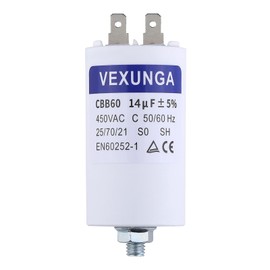 VEXUNGA 14uF 450V Starting Capacitor CBB60 Capacitor 14µF 450 Volt Motor Capacitor Capacitors 40 x 70 mm Plug M8 50/60Hz for Electric Motor
