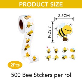 VEHYEGOI 2 Rolls Of Little Bee Stickers, Bee Decorations, Bee Party Decorations, Cute Bee Style Glass Stickers, Animal Stickers