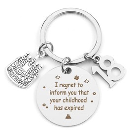 Hoosmoon Funny 18th Birthday Gifts for Girls Boys 18th Birthday Keyring Unusual 18th Birthday Gifts for Daughter Son Granddaughter Grandson Gifts for 18 Year Olds Boys Girls, Silver, 10x5x1 CM