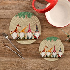 SUABO Juego de 2 almohadillas calientes para ollas de cocina, salvamanteles de cuerda para platos calientes, mostrador de cocina