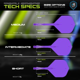 WINMAU Darts Fusion Integrated Flight & Shaft System - No.2 Shape & Design - Purple Colour, Medium Length