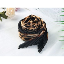 Allegra K Leopard Print Pleated Rhombus Scarf Neck Scarves Neckerchief for Women Lady 98x45cm/38.58x17.72(L*W) Black