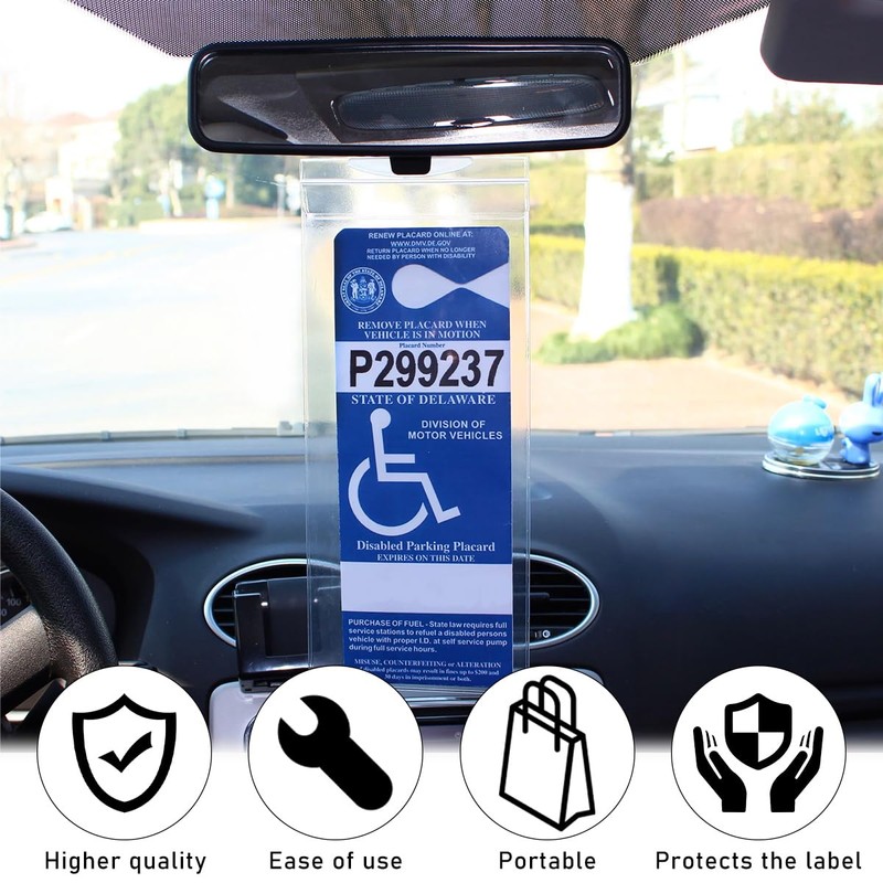 Suvnie 2 PCS Handicap Placard Holder, Ultra Transparent Disabled Parking